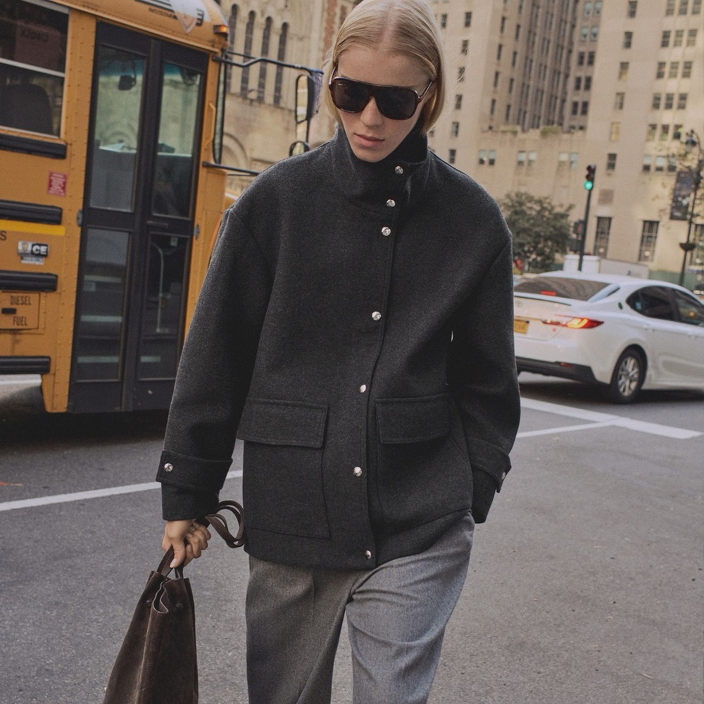Mango High Neck Wool Blend Coat - Picture 2 of 7